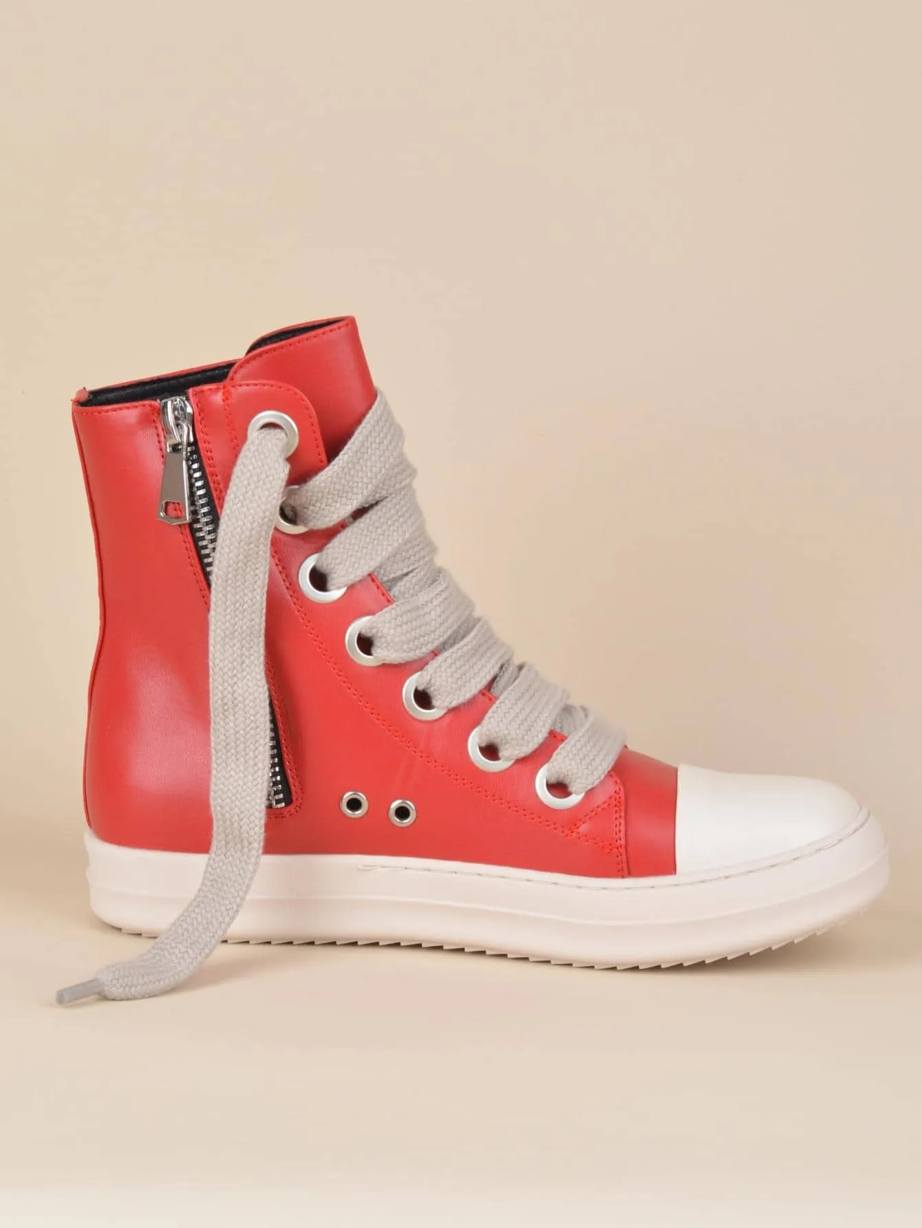 Two Tone Lace-up Front  Street Casual High Top  Sneakers