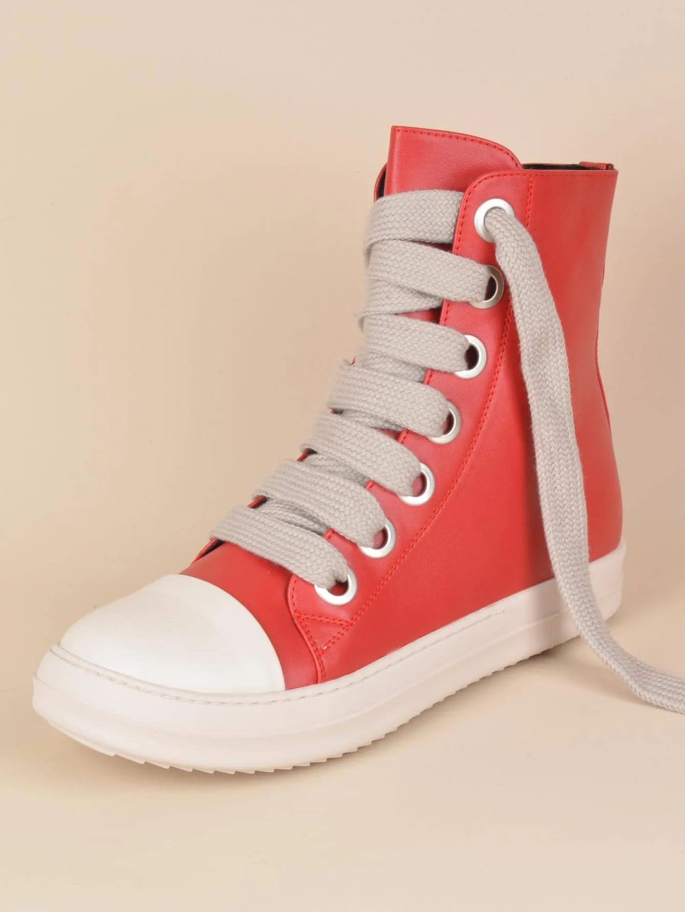 Two Tone Lace-up Front  Street Casual High Top  Sneakers