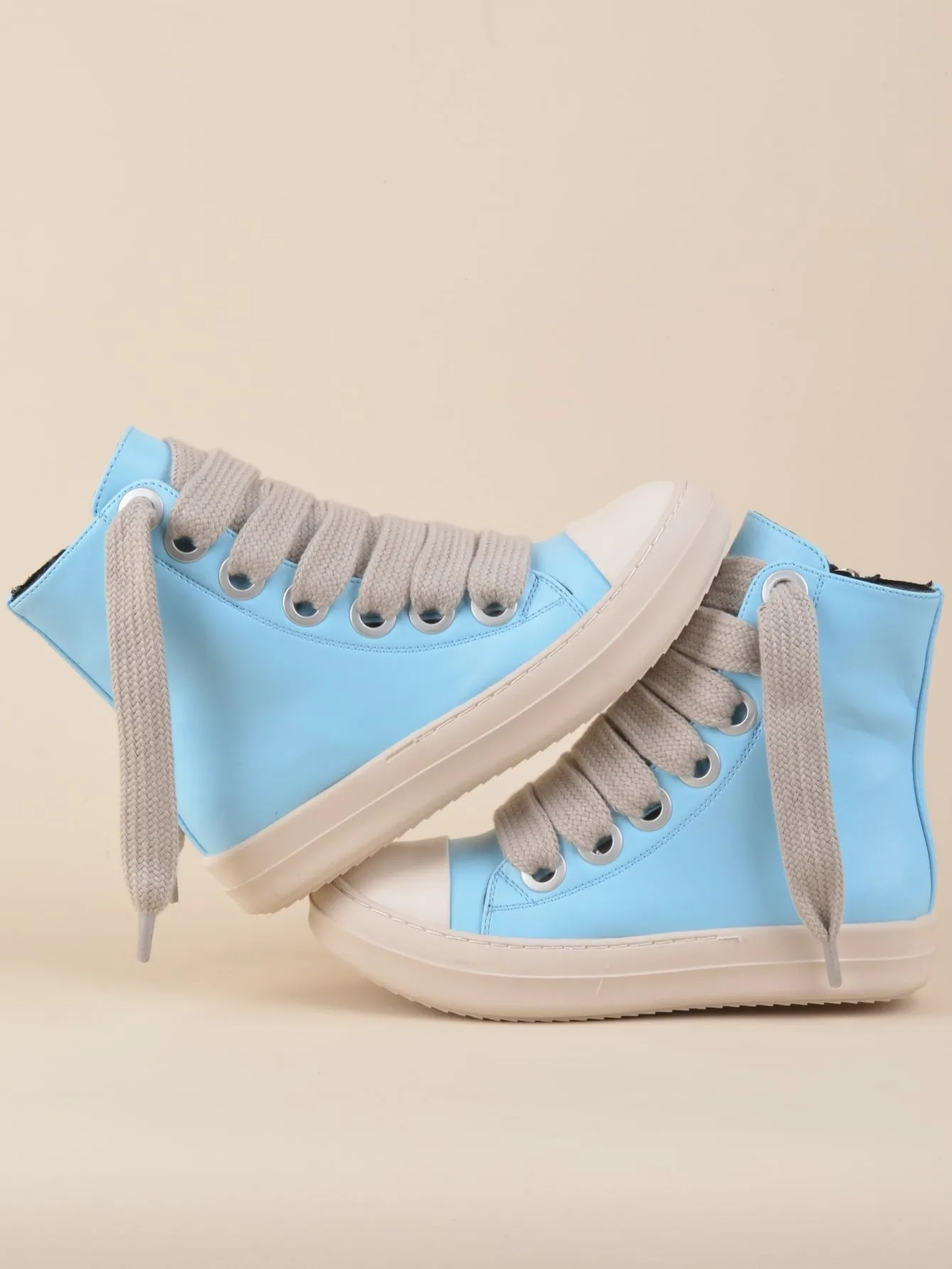 Two Tone Lace-up Front  Street Casual High Top  Sneakers