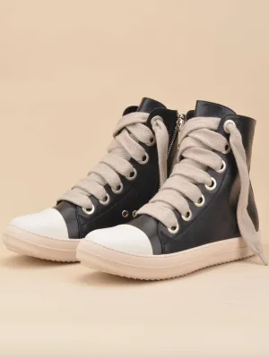 Two Tone Lace-up Front  Street Casual High Top  Sneakers