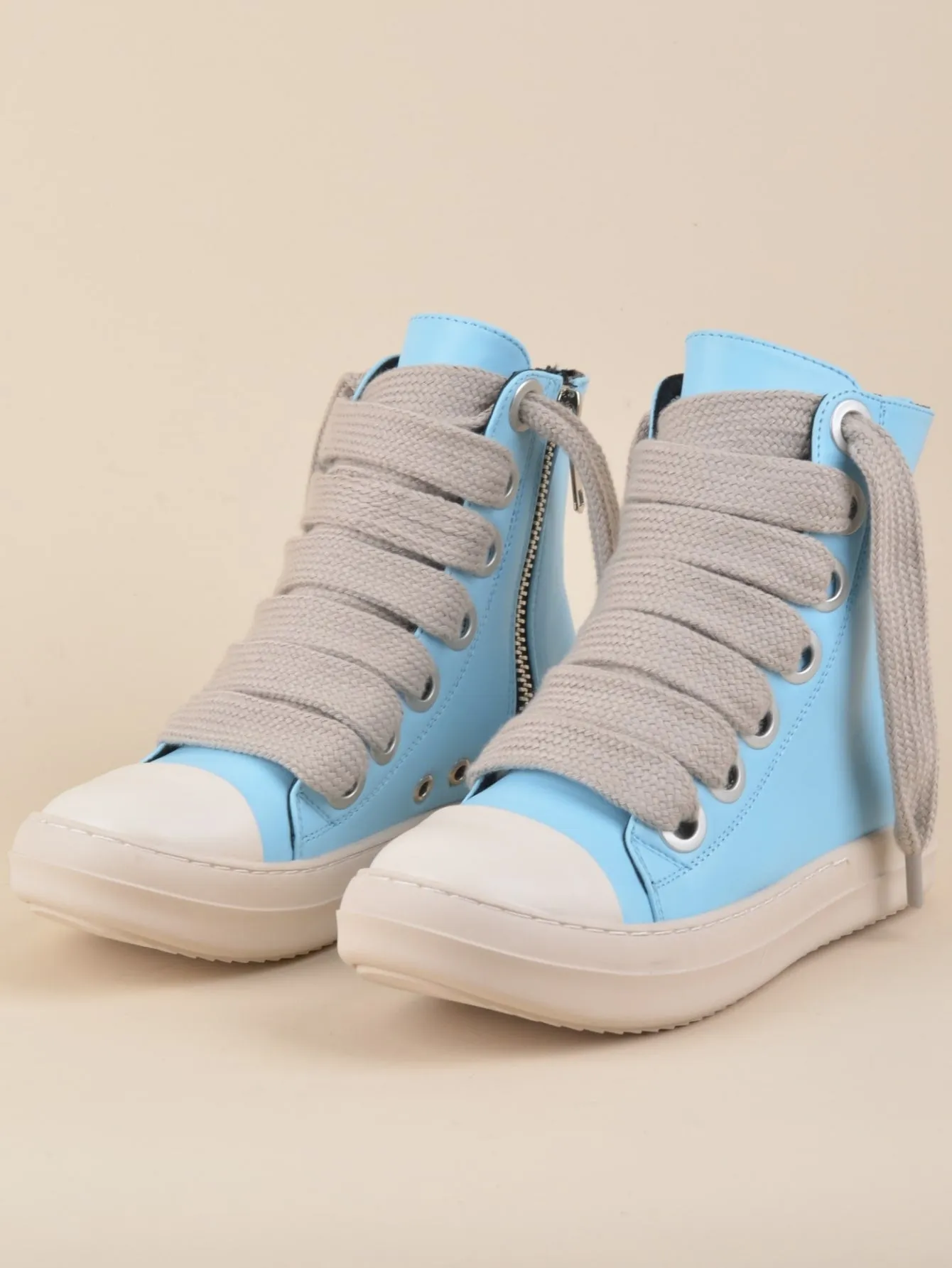 Two Tone Lace-up Front  Street Casual High Top  Sneakers