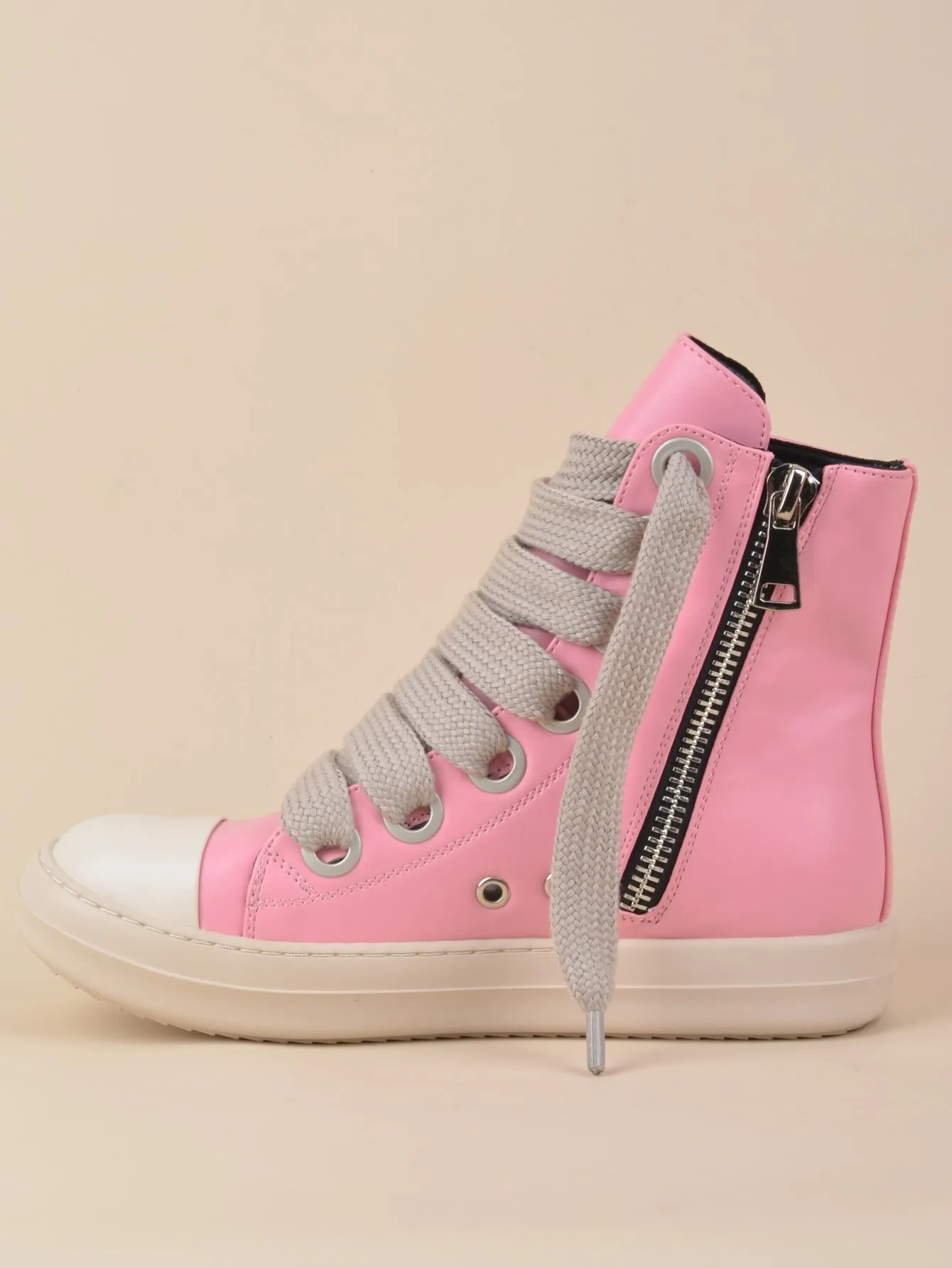 Two Tone Lace-up Front  Street Casual High Top  Sneakers