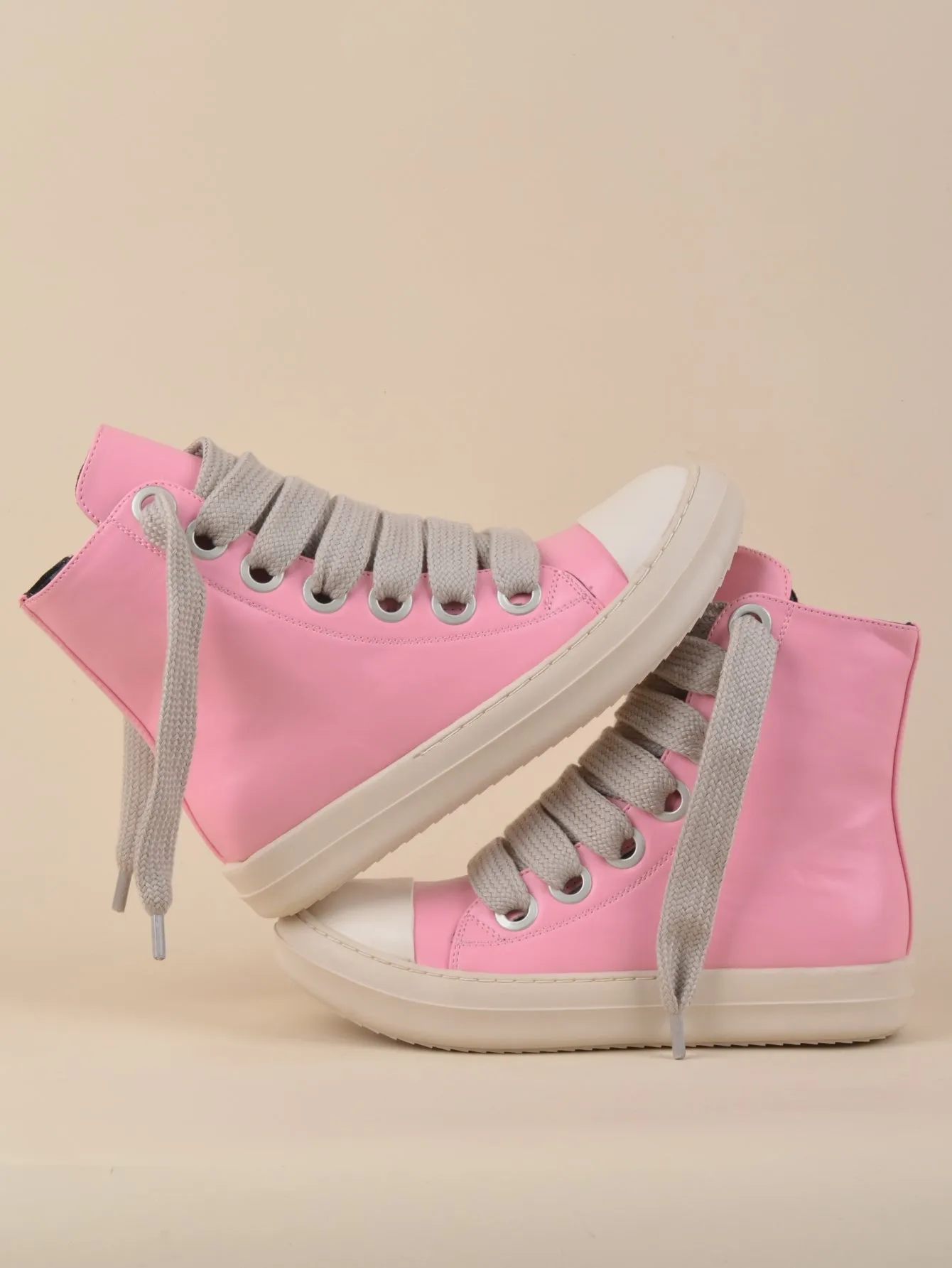 Two Tone Lace-up Front  Street Casual High Top  Sneakers