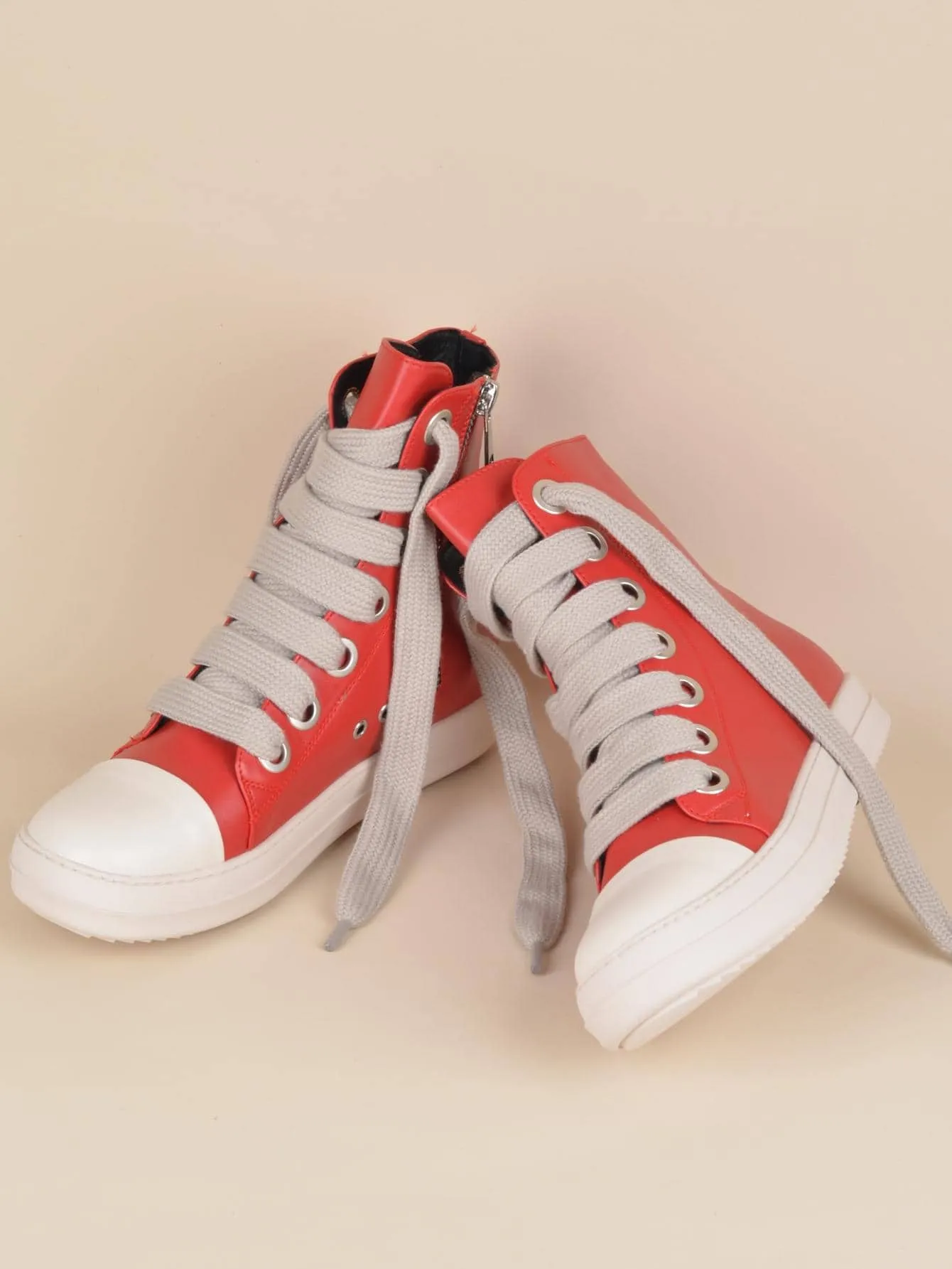 Two Tone Lace-up Front  Street Casual High Top  Sneakers