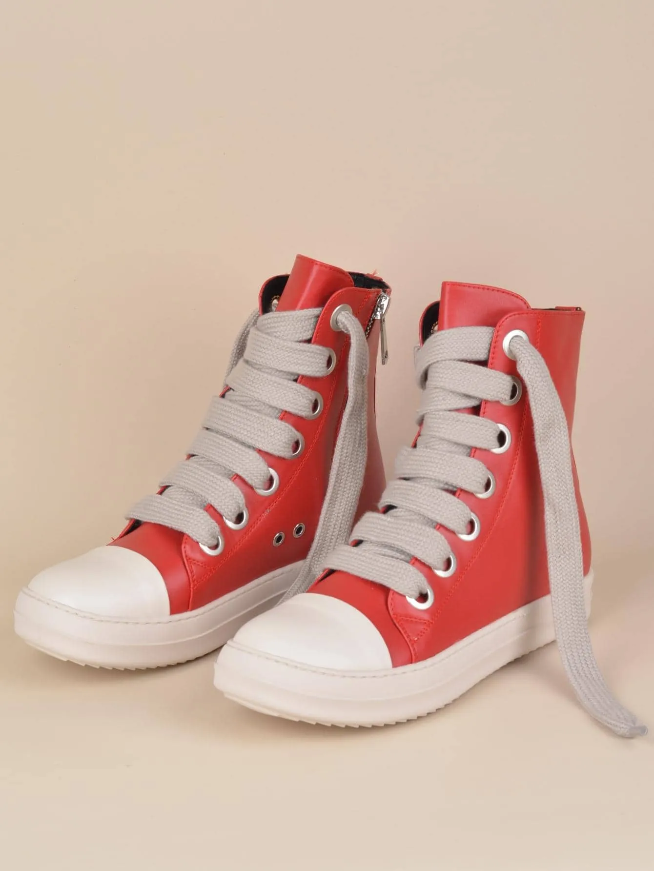 Two Tone Lace-up Front  Street Casual High Top  Sneakers