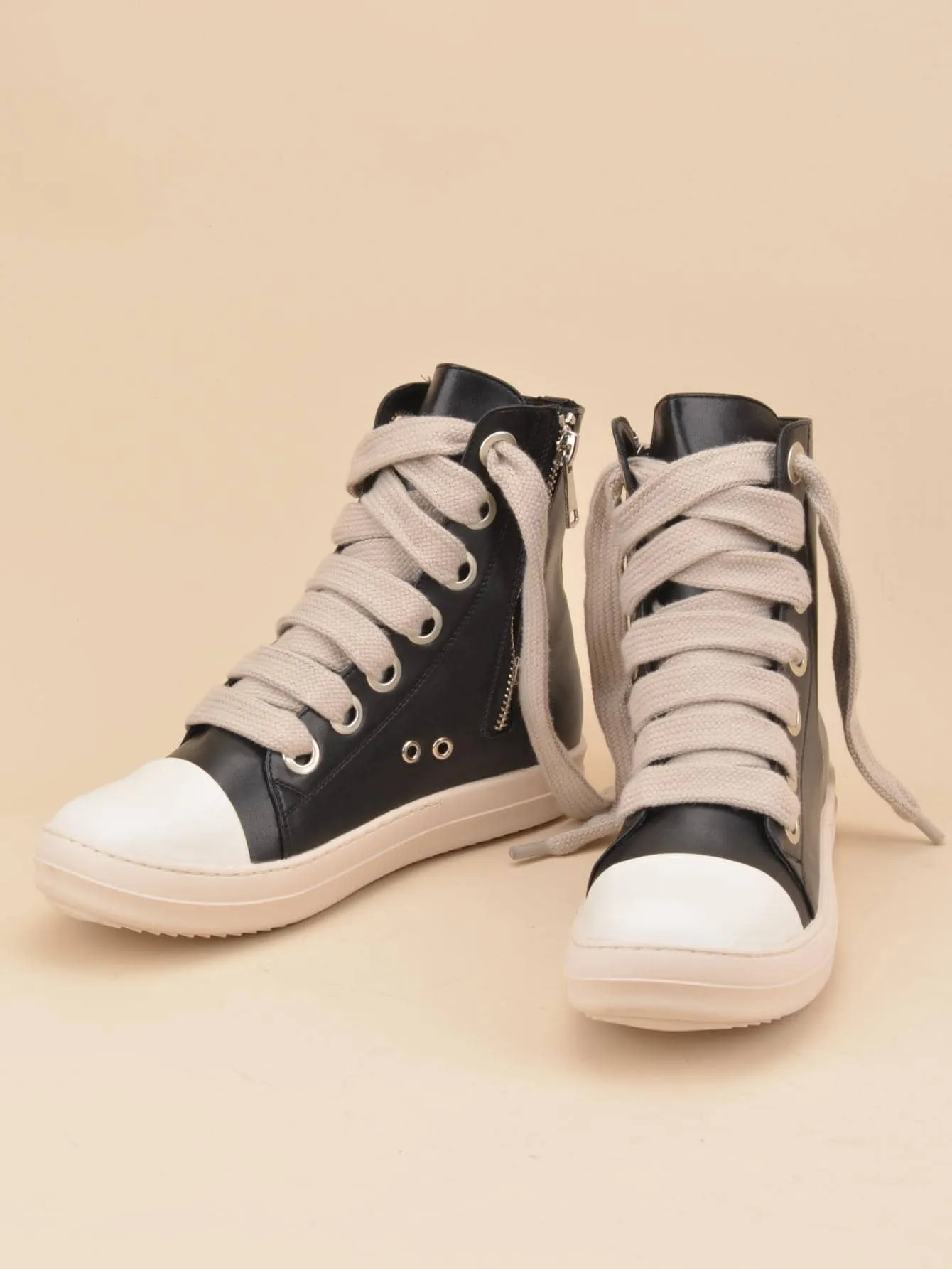 Two Tone Lace-up Front  Street Casual High Top  Sneakers