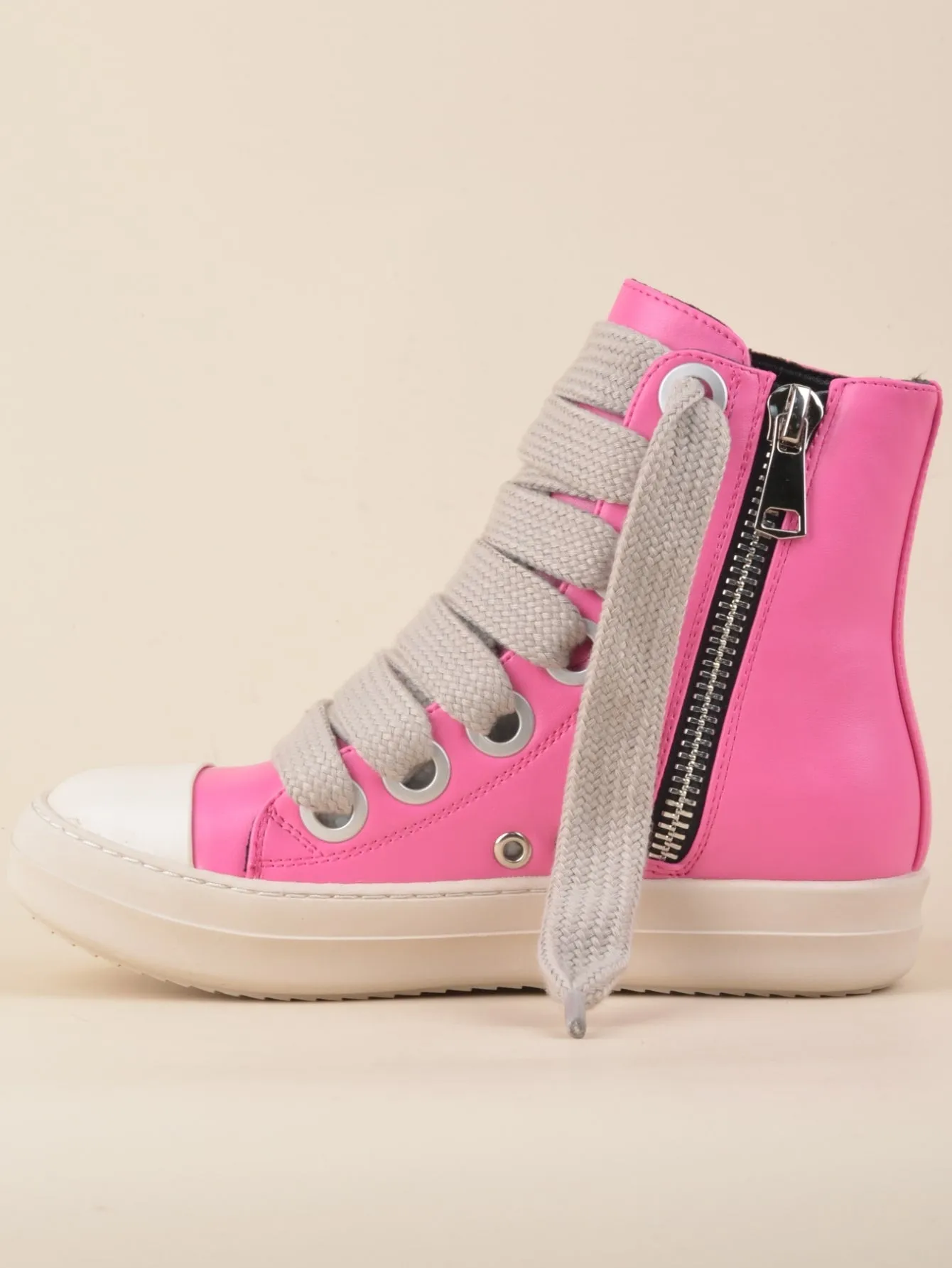 Two Tone Lace-up Front  Street Casual High Top  Sneakers