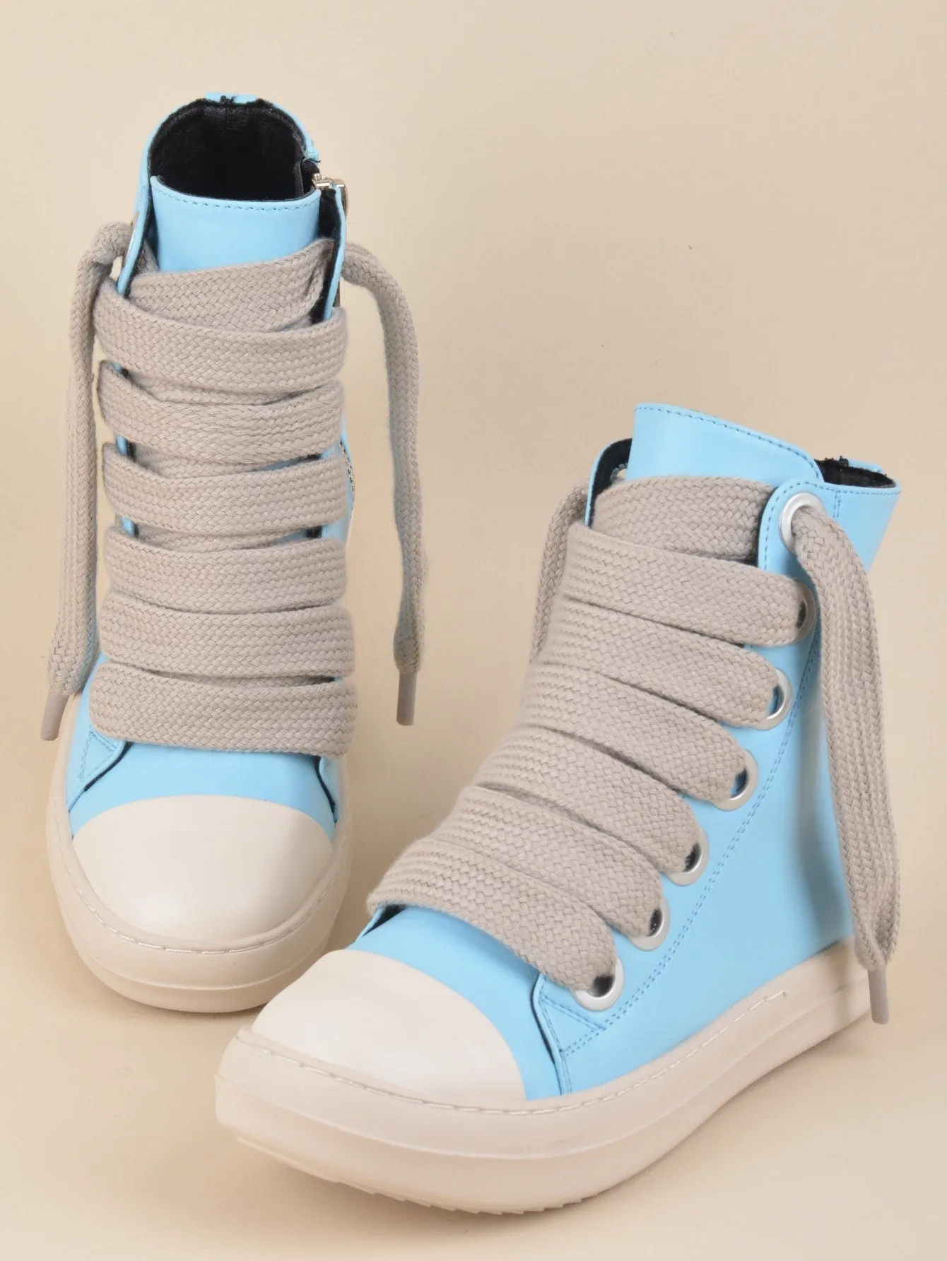 Two Tone Lace-up Front  Street Casual High Top  Sneakers