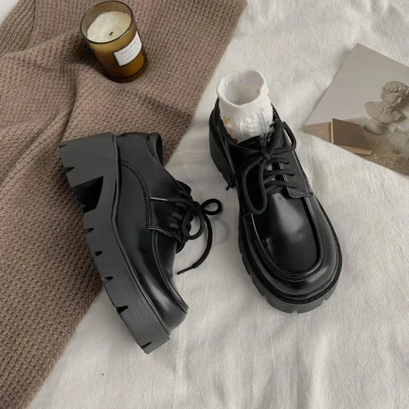 Uniform Shoes Small Leather Shoes Female British Girl Japanese Wild Black Retro Mary Jane Shoes Lolita Platform Shoes Low Hee