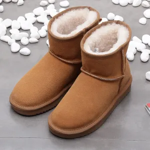 Uniwim Christmas Gifts Women's Snow Short Flat Bottom Fleece-lined Cotton Boots