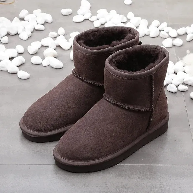 Uniwim Christmas Gifts Women's Snow Short Flat Bottom Fleece-lined Cotton Boots