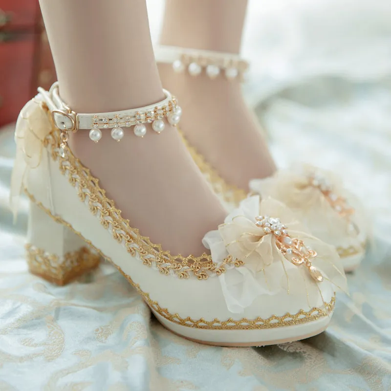 Uniwim Lolita Bow Flower Shoes SE22113