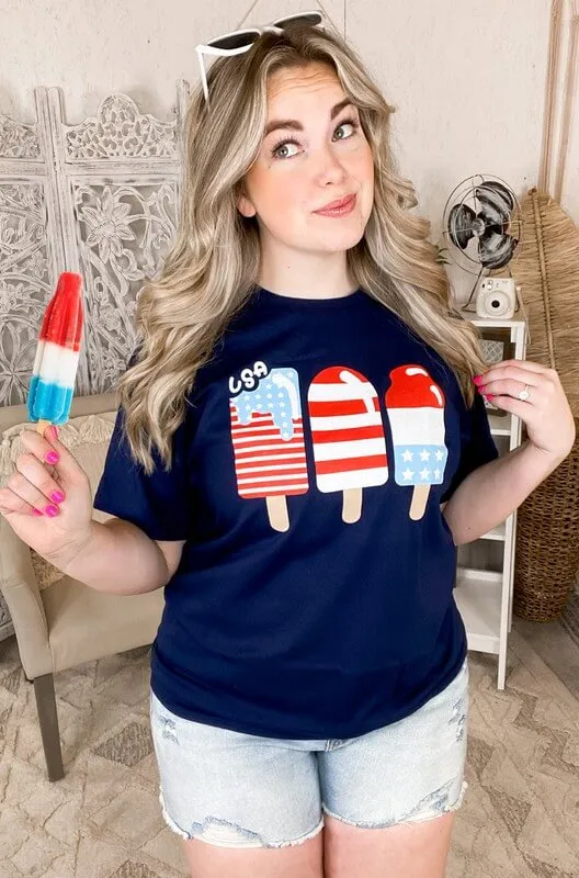 USA Popsicle Patriotic Graphic Tee