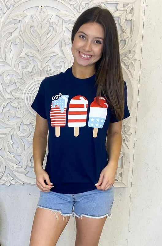 USA Popsicle Patriotic Graphic Tee