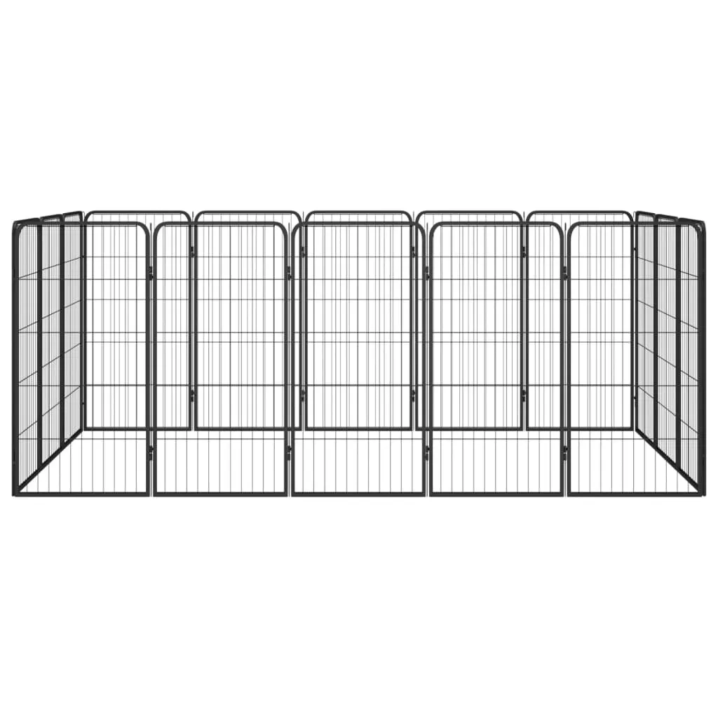 vidaXL 16-Panel Dog Playpen Black 50x100 cm Powder-coated Steel