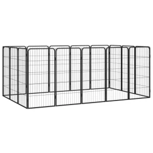 vidaXL 16-Panel Dog Playpen Black 50x100 cm Powder-coated Steel