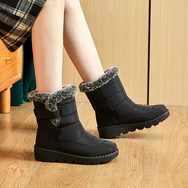 Waterproof Plush Fur Winter Snow Boots for Women