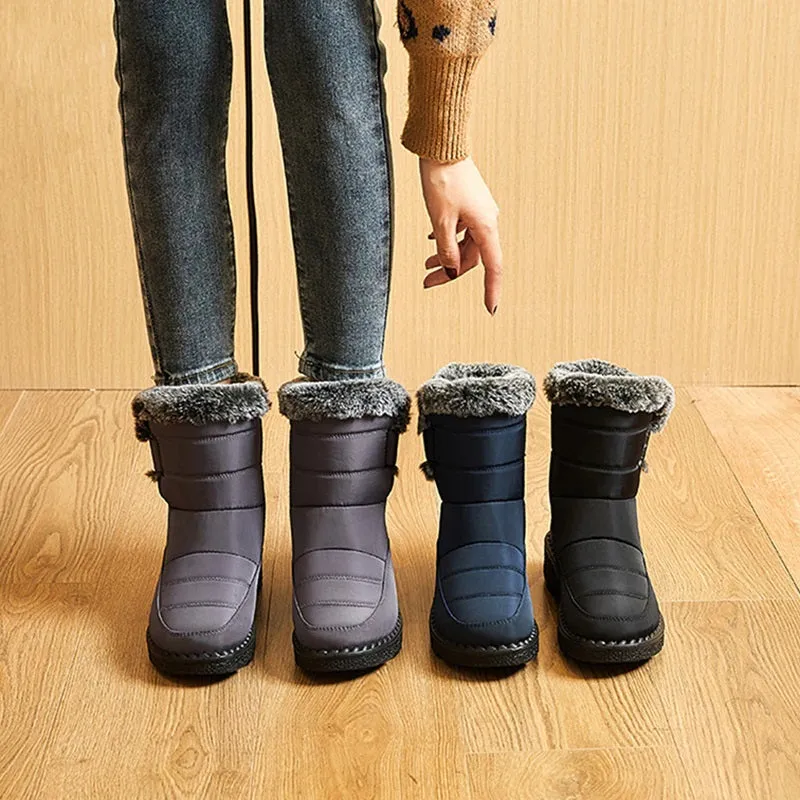 Waterproof Plush Fur Winter Snow Boots for Women