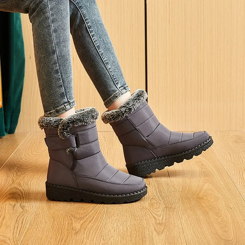 Waterproof Plush Fur Winter Snow Boots for Women