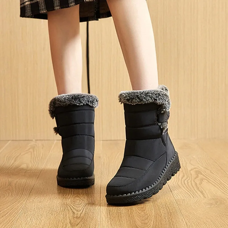 Waterproof Plush Fur Winter Snow Boots for Women