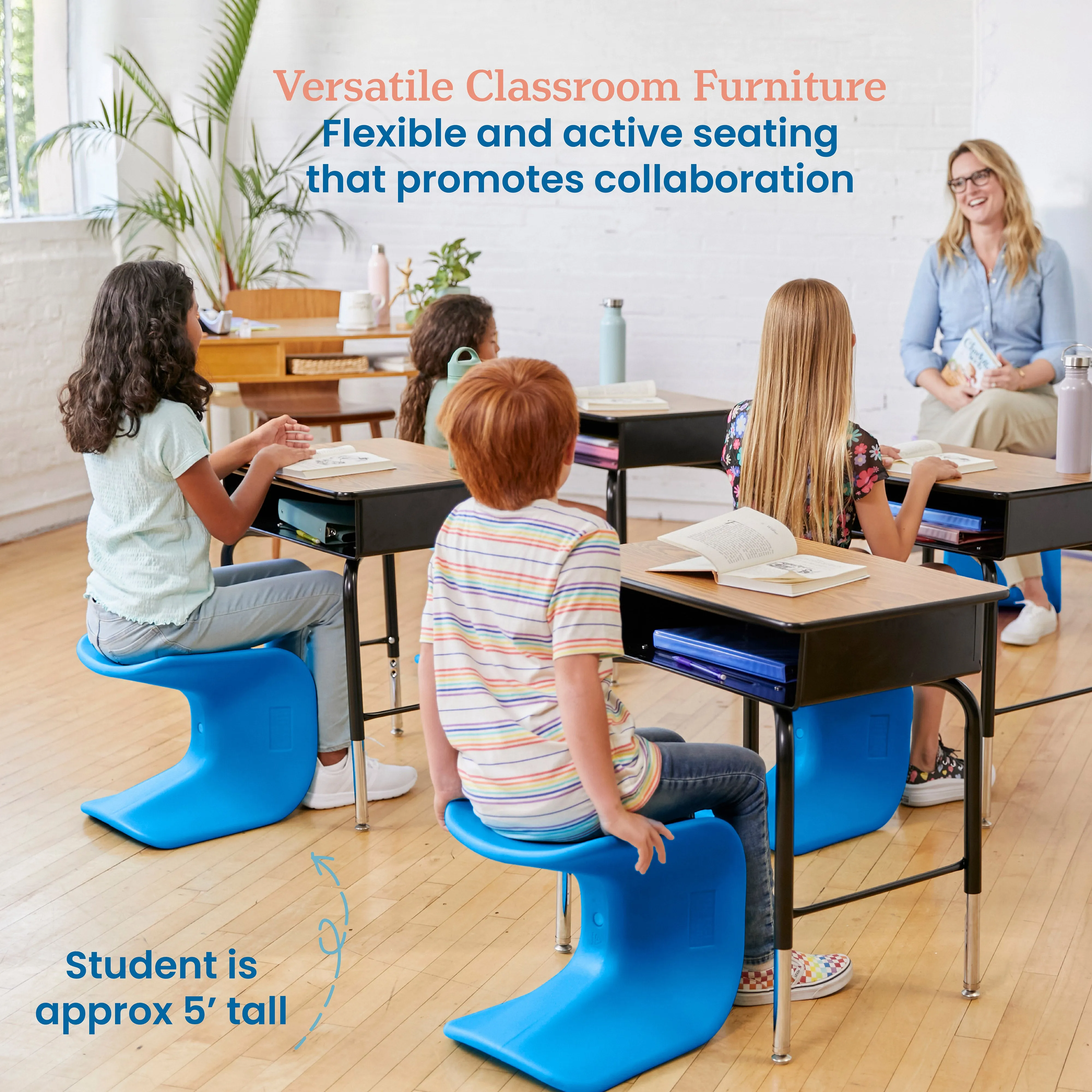 Wave Seat, Active Learning Chair, Flexible Seating, 14in - 15.1in Seat Height, 2-Pack