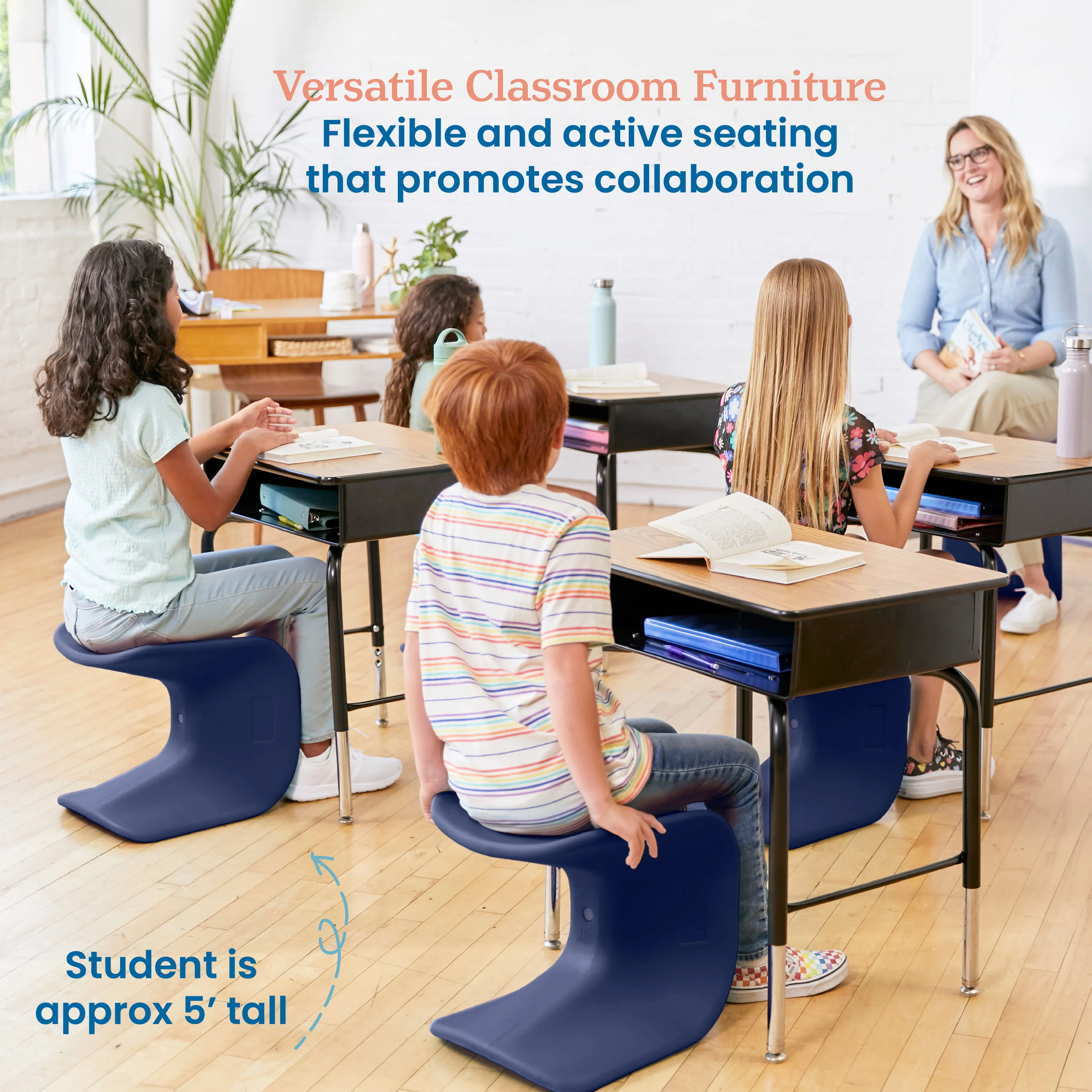 Wave Seat, Active Learning Chair, Flexible Seating, 14in - 15.1in Seat Height, 2-Pack