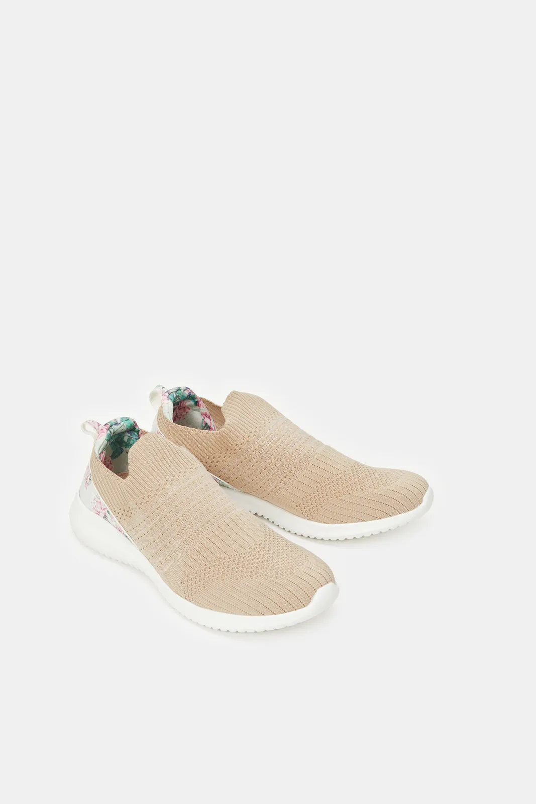 Womens Beige Slip On Trainer