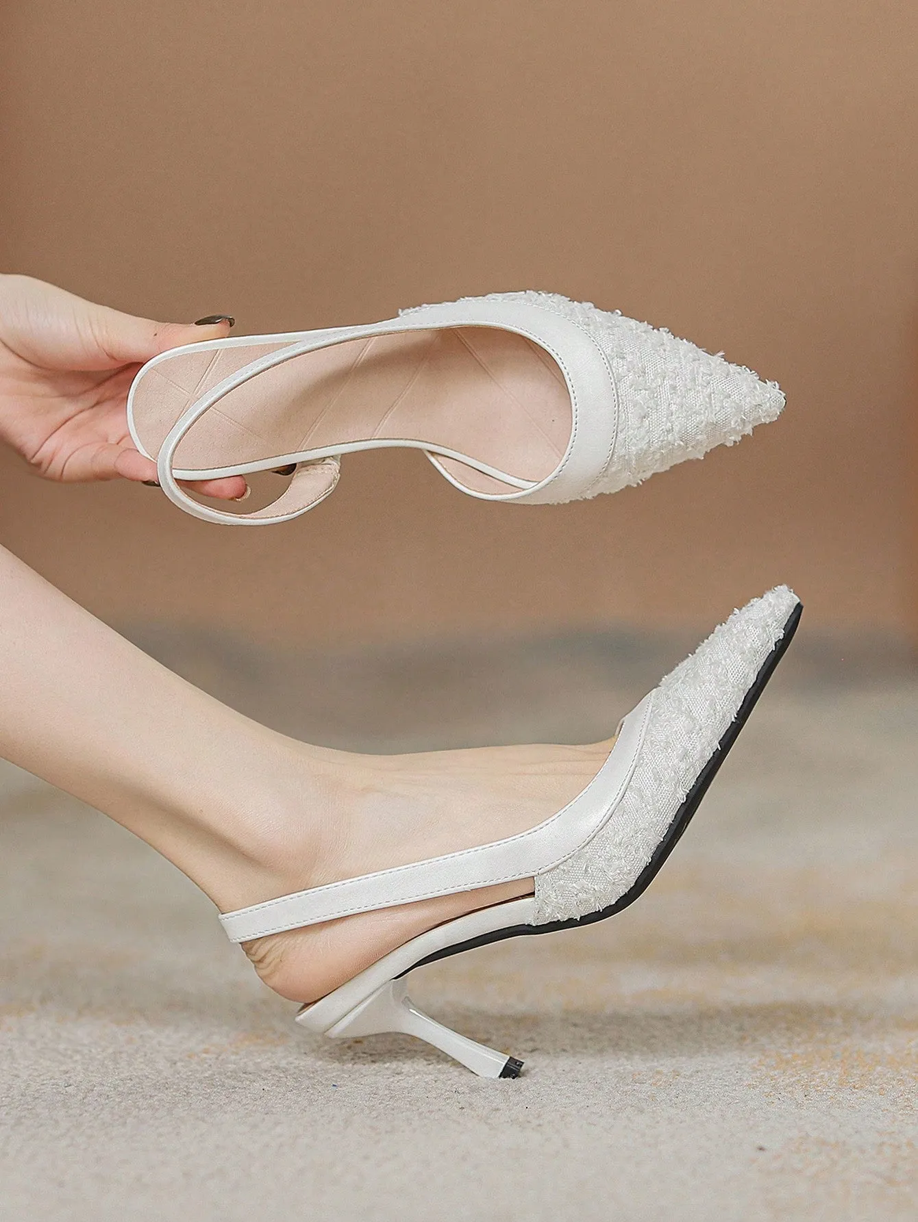 Women's Lace Summer High Heels, Pointed Toe Sexy Kitten Heel Sandals, Party Fashionable Breathable Shoes With Open Toe And Heel