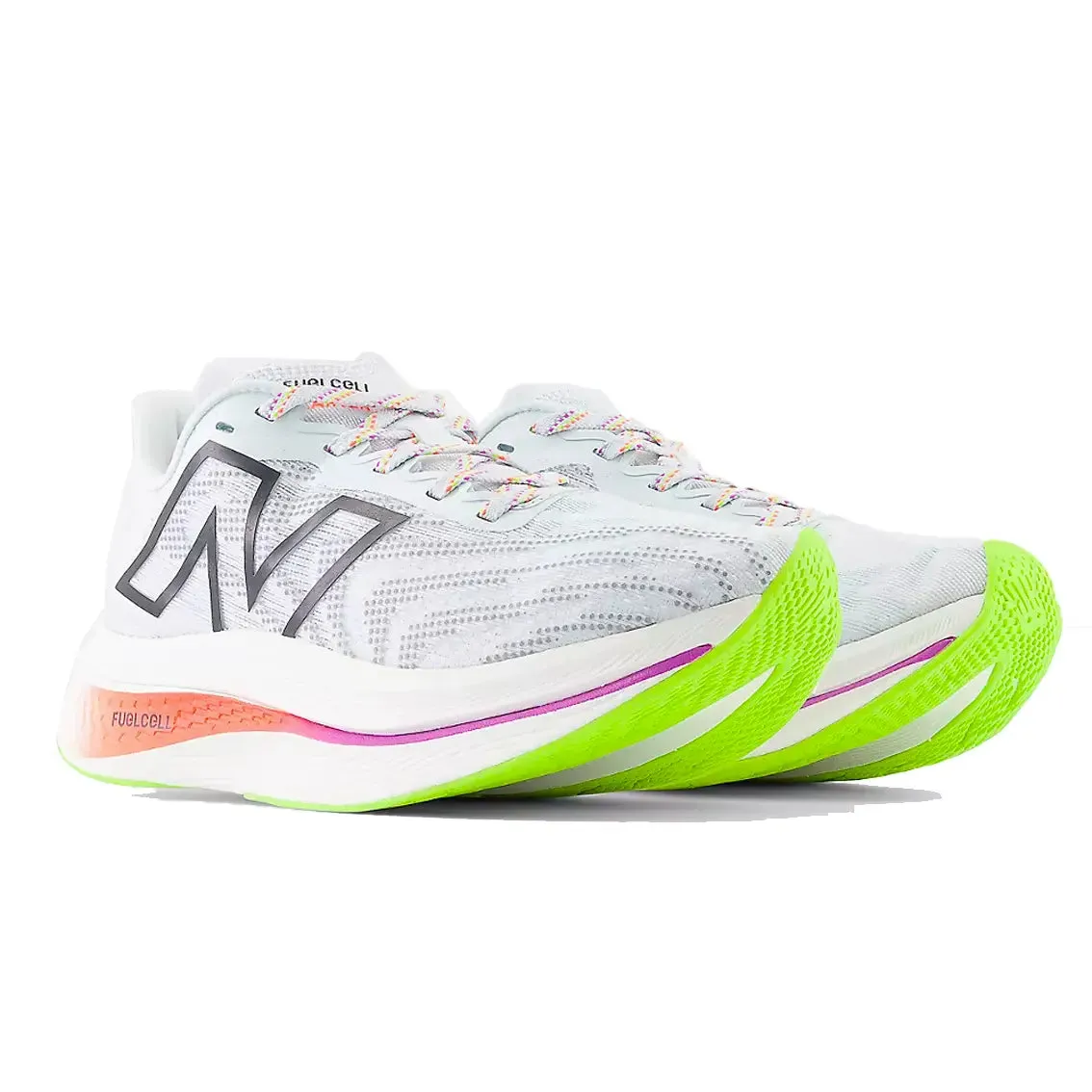 Womens New Balance FuelCell SuperComp Trainer v2 - Ice Blue / Neon Dragonfly