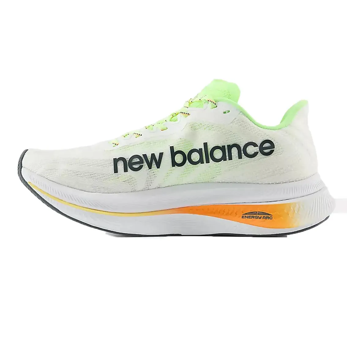 Womens New Balance FuelCell SuperComp Trainer v2 - White / Bleached Lime Glo / Hot Mango