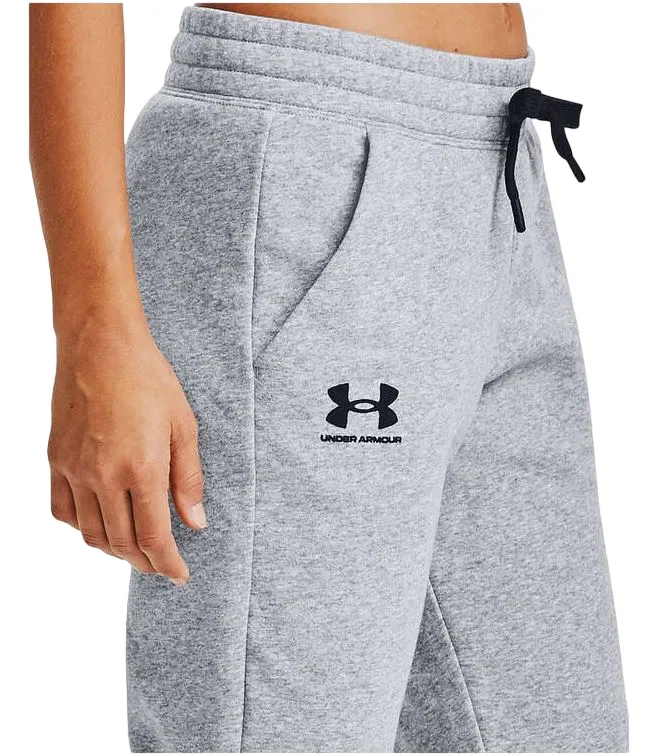 Womens Under Armour Steel Grey/ Black Rival Fleece Joggers Athletic Trackies